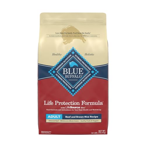 Blue Buffalo Life Protection Formula Natural Adult Dry Dog Food, Beef and Brown Rice 34-lb