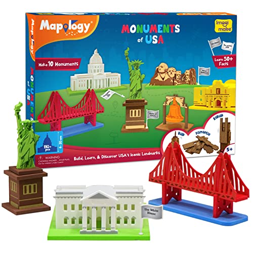 Imagimake Mapology Monuments of USA | 3D Puzzles for Kids | STEM Toys & Games | Educational Toys for Kids 5-7 | Birthday Gift for Boys & Girls Age 5 Years & Up | Easter Gifts for Kids | Easter Toys