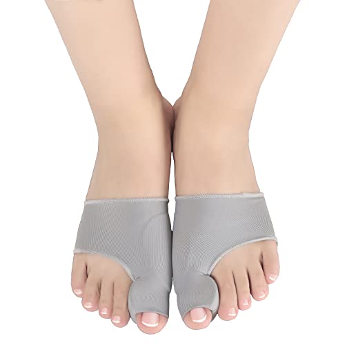 COBISTORY Bunion Corrector for Women,Toe Straightener Pain Relief Socks,Bunion Splint Soft Gel Pads_Spacer, Alignment Aid Treatment,Light-Soft Fabric,Unisex Grey_L,1Pair