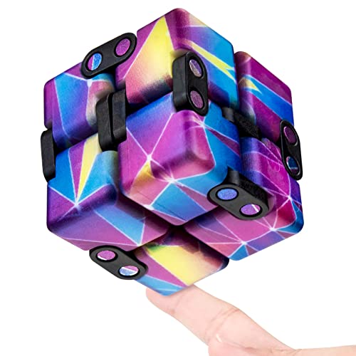 Infinitycube Fidget Toy Stress Relieving Fidgeting Game for Kids and Adults,Cute Pocket-Sized Unique Gadget for Anxiety Relief and Kill Time (Mini Blue_Pink)