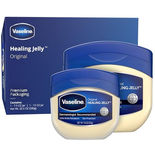 Vaseline Petroleum Jelly, Dermatologist Recommended, Original, 100zz White Petrolatum, Deep Moisturizer, Relieves Dull, Dry Skin, Soothing & Gentle, 13 oz and 7.5 oz, Pack of 2