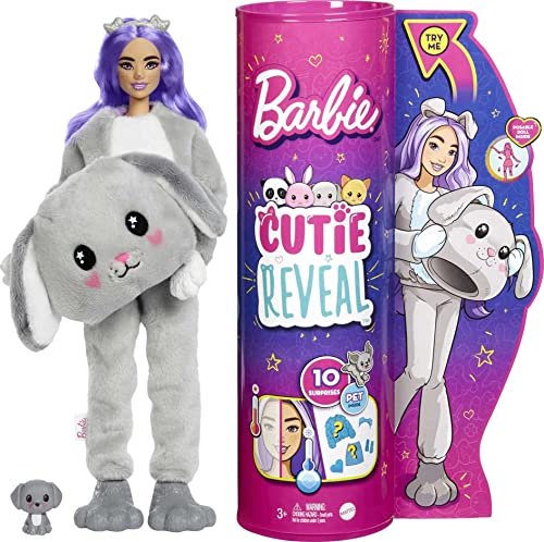 Barbie Cutie Reveal Doll, Puppy Plush Costume, 10 Surprises Including Mini Pet & Color Change