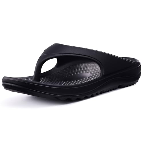 shevalues Orthopedic Sandals for Women Arch Support Recovery Flip Flops Pillow Soft Summer Beach Shoes, Black 39 (7.5-8 Women_6-6.5 Men)