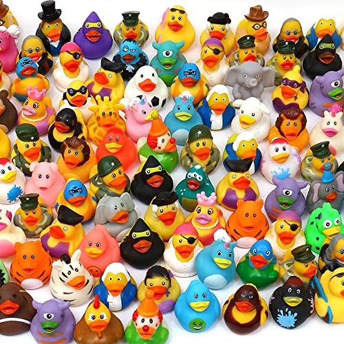 XY-WQ 50 Pack Rubber Duck for Jeeps Ducking - 2" Bulk Floater Duck for Kids - Baby Bath Toy Assortment - Party Favors, Birthdays, Bath Time, and More (50 Varieties)