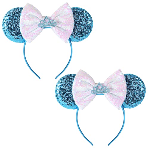 Sawowkuya 2 Pcs Cinderella Mouse Ears Headbands Princess Headbands for Women Girls Kids