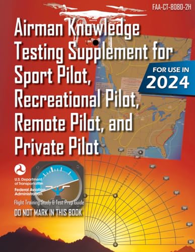 Airman Knowledge Testing Supplement for Sport Pilot, Recreational Pilot, Remote (Drone) Pilot, and Private Pilot FAA-CT-8080-2H: Flight Training Study & Test Prep Guide (Color Print)