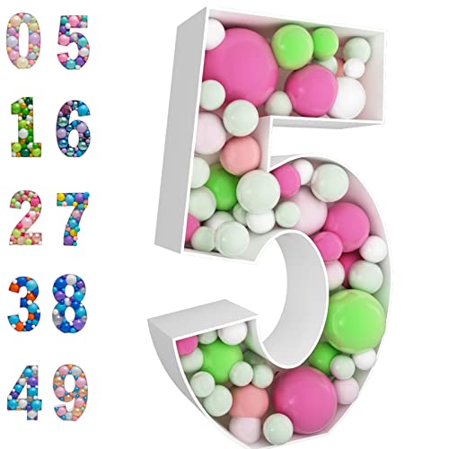 3FT Mosaic Balloon Frame Number 5 Marquee Light Up Numbers Pre-Cut Kit Thick Foam Board for Birthday Decoration