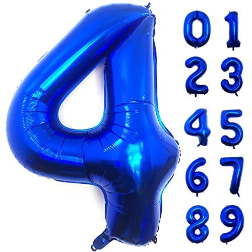 Lovoir 40 Inch Navy Blue Number 4 Balloon Large Size Jumbo Digit Mylar Foil Helium Dark Blue Balloons for Birthday Party Celebration Decorations Graduations Anniversary Baby Shower Photo Shoot