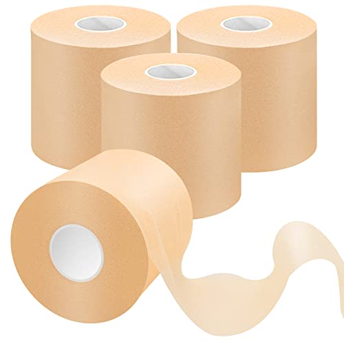 Dimora Pre Wrap Athletic, 4 Rolls Prewrap Headband for Hair, 120 Yards Foam Underwrap Athletic Tape, Best Padding for Underneath Sports Tape, 2.75 Inches x 30 Yards - Beige