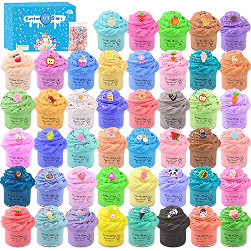 Mini Butter Slime Kit,45 Pack Scented Slime Christmas Party Favor Gifts, DIY Putty Toys for Kids, Soft & Non-Sticky, Stress Relief Toy for Girls and Boys Age 10-12