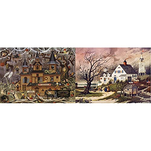 Buffalo Games - Charles Wysocki - Trick or Treat Hotel - 1000 Piece Jigsaw Puzzle & Charles Wysocki - Old Martha