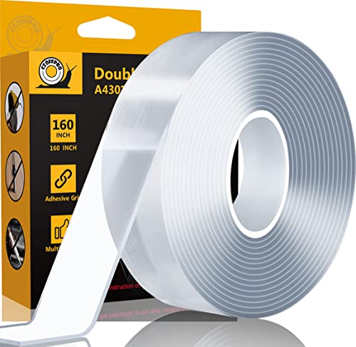 CZoffpro Double Sided Tape Heavy Duty Mounting Tape for Walls, Removable Adhesive Tape, Craft & Art Tape Carpet Tape Poster Tape Wall Tape, Transpartent Two Side Tape - 13.33FT