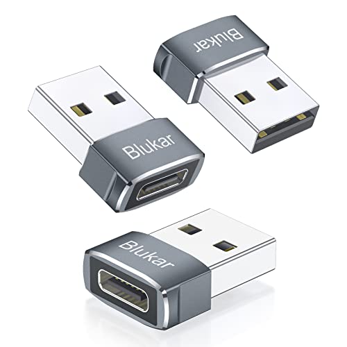 Blukar USB C Female to USB Male Adapter, [3 Pack] Type C to USB A Charger Cable Adapter Converter for Fast Charging & Data Sync, Compatible with iPhone 13_12_11 Pro, iPad Air 6, Galaxy S21_S20 etc.