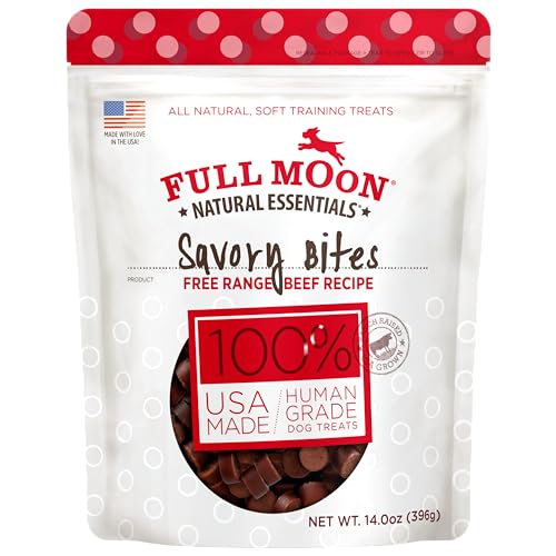 Full Moon All Natural Human Grade Dog Treats, Essential Beef Savory Bites, 14 Ounce