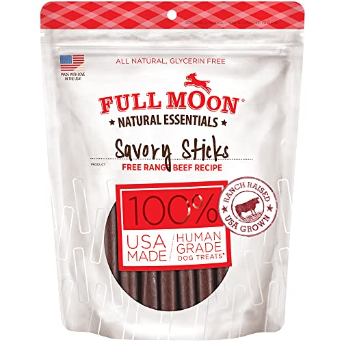 Full Moon All Natural Human Grade Dog Treats, Essential Beef Savory Sticks, 14 Ounce