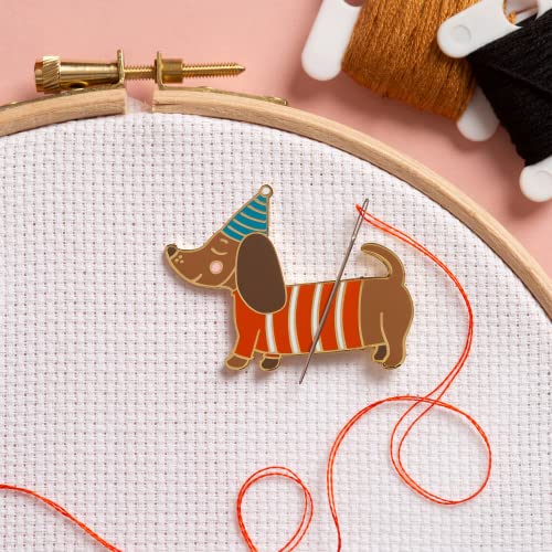 Needle Minder - Sausage Dog Dachshund for Cross Stitch, Sewing, Embroidery and Needlework Accessories, Enamel and Magnetic