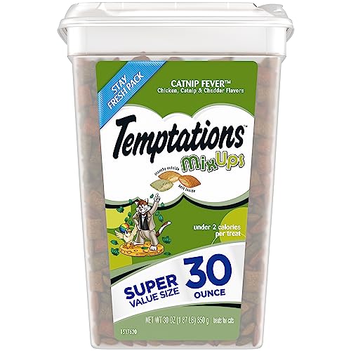 Temptations MIXUPS Crunchy and Soft Cat Treats Catnip Fever Flavor, 30 oz. Tub