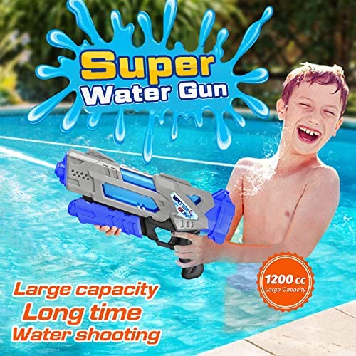 Super Water Guns for Kids Adults: Super Water Blaster 2 Pack Soaker Squirt Guns with 1200cc High Capacity - Ideas Gift Toys for Summer Outdoor Swimming Pool Beach Sand Water Fighting Play