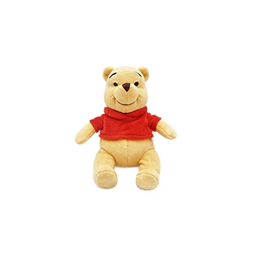 Disney Winnie The Pooh Plush - Mini Bean Bag 8 inches, Cuddly Toy Made with Soft-Feel Fabric with Embroidered Details and Wearing Classic Red T-Shirt, Suitable for All Ages Toy Figure