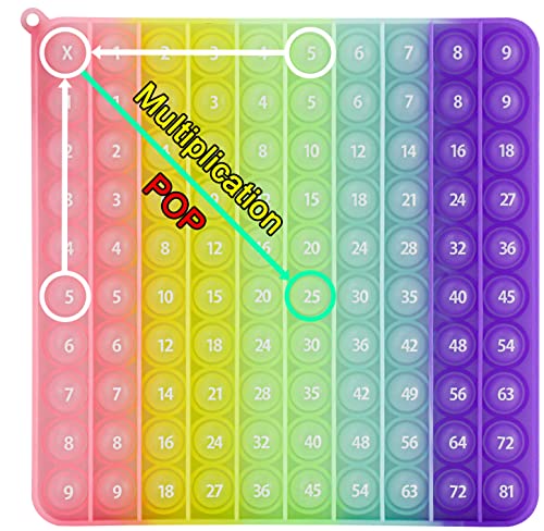 Multiplication Table Chart Square Pop Fidget Toys Counting Popper Board Stress Reliever Gifts for Kids Adult Family Kids Popping Game to Practice Times Math Ability Early Education(Luminous Glowing)