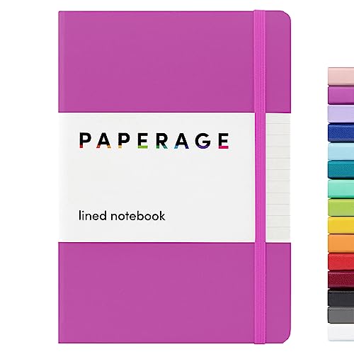 PAPERAGE Lined Journal Notebook, (Raspberry), 160 Pages, Medium 5.7 inches x 8 inches - 100 GSM Thick Paper, Hardcover