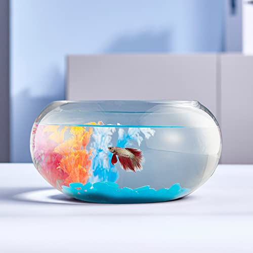 LAQUAL 2 Gallon Glass Fish Bowl with Decor, Include Fluorescent Stones & Colorful Plastic Trees, High White Glass for Clear View, Small Fish Bowl_Vase_Aquarium for Betta Fish_Goldfish, Nice Home Décor