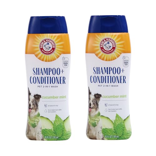 Arm & Hammer for Pets 2-in-1 Shampoo & Conditioner for Dogs | Dog Shampoo & Conditioner in One | Cucumber Mint, 20 Ounces - 2 Pack Dog Shampoo and Conditioner for All Dogs