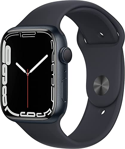 Apple Watch Series 7 (GPS, 45mm) Midnight Aluminum Case with Midnight Sport Band, Regular (Renewed)