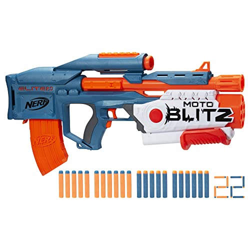 NERF Elite 2.0 Motoblitz Blaster with Scope, Motorized 10-Dart Blasting, Airblitz 6 Darts, Outdoor Toys for 8 Year Old Boys & Girls