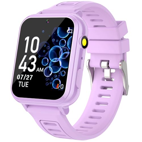 Kids Game Smart Watch Gifts for Girls Age 4-12, 24 Puzzle Games HD Touch Screen Smart Watches with Video Camera Music Player Pedometer Flashlight 12_24hr, Educational Toys for 8 10 12 Year Old Girl