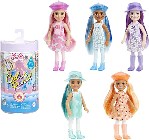 Barbie Color Reveal Chelsea Doll with 6 Surprises, Color Change and Accessories, Sunshine and Sprinkles