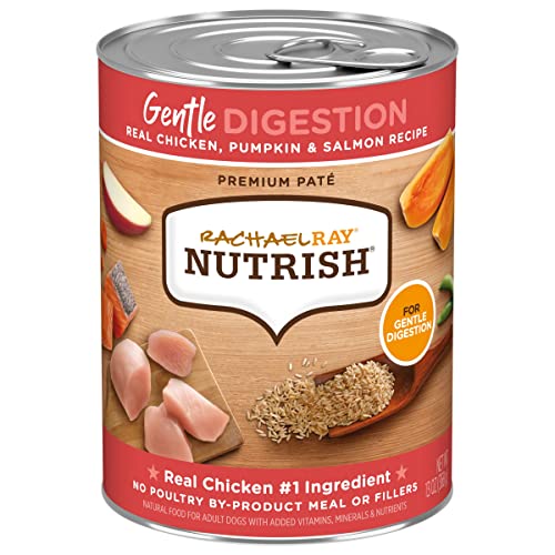 Rachael Ray Nutrish Gentle Digestion Premium Pate Wet Dog Food, Real Chicken, Pumpkin & Salmon, 13 Ounce Can (Pack of 12)