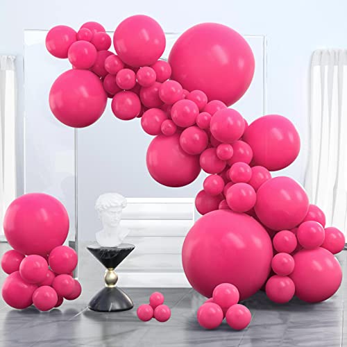 PartyWoo Magenta Balloons, 100 pcs Hot Pink Balloons Different Sizes Pack of 36 Inch 18 Inch 12 Inch 10 Inch 5 Inch Dark Pink Balloons for Balloon Garland Balloon Arch as Party Decorations, Pink-Y12