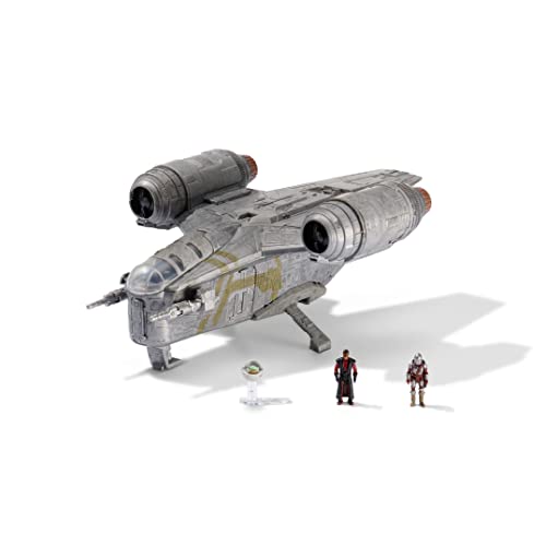 STAR WARS Micro Galaxy Squadron Starship Class Razor Crest - 7-Inch Vehicle with 1-Inch Mandalorian, Greef Karga and Grogu Micro Figures