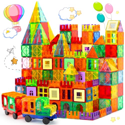 OugerToy Magnetic Building Tiles for Kids,Educational Magnetic Stacking Blocks for Boys Girls, Magnets Construction Toys,Stem Preschool Kidergarten Learning Toys