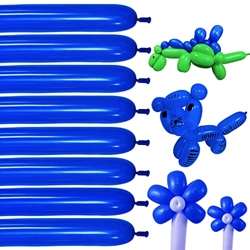 Blue Long Skinny Balloons，Blue Balloons Shiny Thick Latex,Blue 260 Long Balloons for Balloon Animals,Dark Blue 260 Balloons