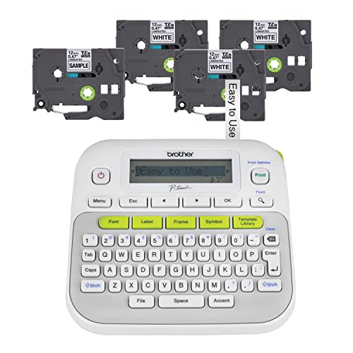 Brother P-touch PT-D210 Label Maker Value Bundle includes 4 Label Tapes, Easy-to-Use, Home and Office Organization, White