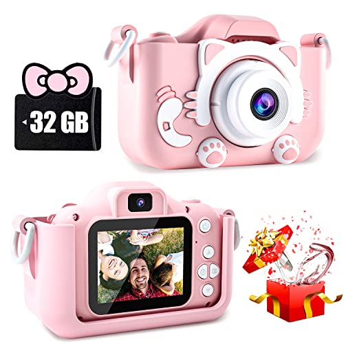 CIMELR Kids Camera Toys for 3 4 5 6 7 8 9 10 11 12 Years Old Boys_Girls, Kids Digital Camera for Toddler with Video, Birthday Festival for Kids, Selfie Camera for Kids, 32GB TF Card