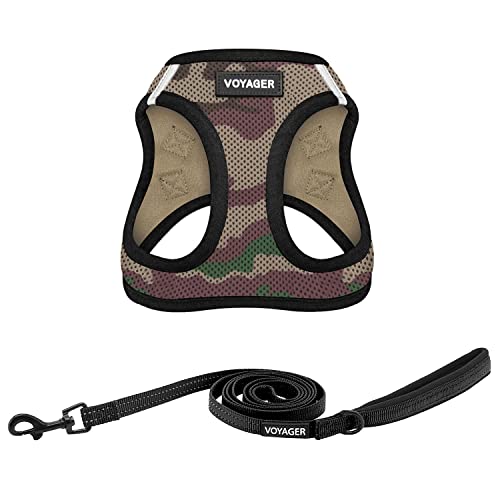 Voyager Step-in Air All Weather Mesh Harness and Reflective Dog 5 ft Leash Combo with Neoprene Handle, for Small, Medium and Large Breed Puppies by Best Pet Supplies - Army_Black Trim, X-Small