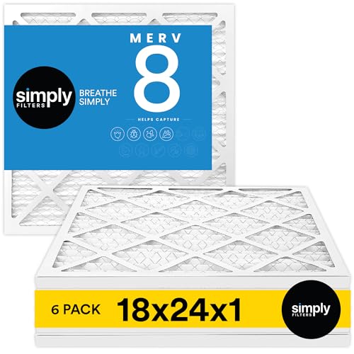 Simply by MervFilters, 18x24x1 MERV 8, MPR 600 Air Filter (6 Pack) - Actual Size: 17.75"x23.75"x0.75" HVAC, AC Furnace Air Filter