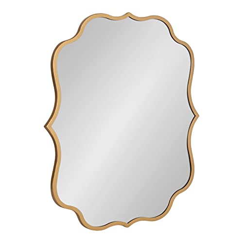 Kate and Laurel Higby Scalloped Wall Mirror, 24 x 31, Gold, Decorative Modern Glam Mirror with Curved Scalloped Edge and Robust Metal Frame