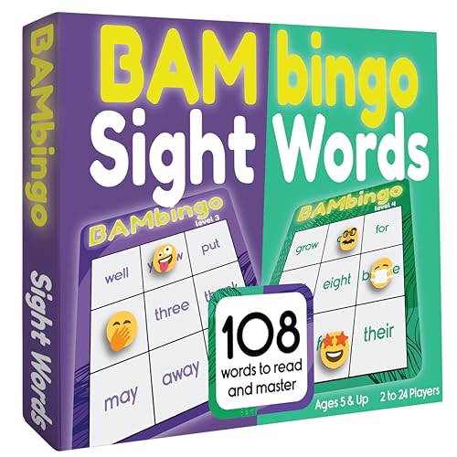 THE BAMBINO TREE Sight Word Bingo Game Level 3 & 4 - Learn to Read Vocabulary for 1st 2nd 3rd Grade Kids - Dolch