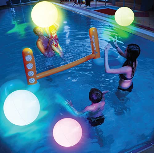 FLAMDYNO Pool Toys - 4 Pack Light Up Beach Balls for Kids w_ 8 Light Modes, Pool Beach Games Balls for Outdoor or Indoor Activities, Glow in The Dark Pool Beach Decorations for Kids and Adults