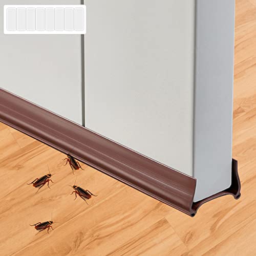 ToHLo Door Draft Stopper, Under Door Draft Blocker Insulator Door Sweep Weather Stripping Noise Stopper Strong Door Bottom Seal Dust and Noise (Double, Brown)