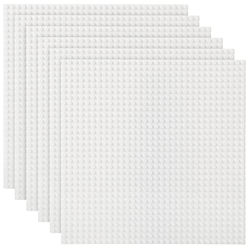 Lekebaby Classic Baseplates Building Base for Building Bricks 100zz Compatible with Major Brands-Baseplate 10" x 10", Pack of 6 (White)