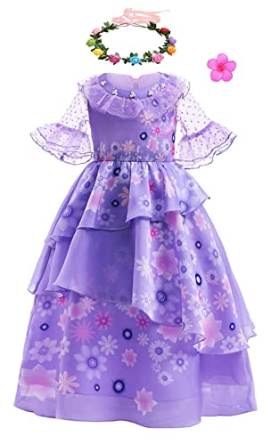 Magwei Encanto Mirabel Isabella Dress Costume For Kids Girls, Isabela Madrigal Princess Dress Cosplay Halloween Dress Up Suit