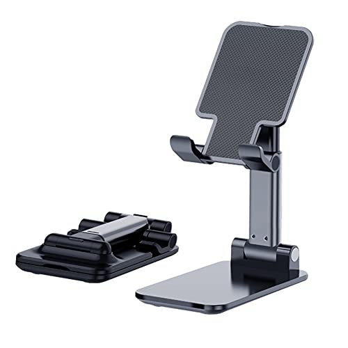 OGMAPLE Phone Holder for Desk, MT-6 Cell Phone Stand for Desk Universal Cellphone Stand Holder Foldable & Height Adjustable Compatible Under 8” Device, with Silicone Mat, Black