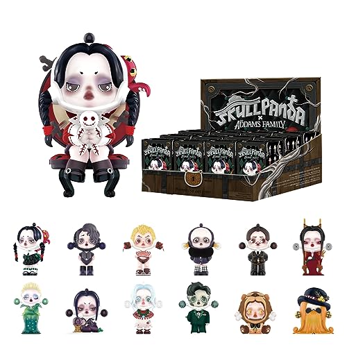 POP MART SKULLPANDA x The Addams Family Series 12PC Exclusive Action Figure Box Toy Bulk Box Popular Collectible Art Toy Cute Figure Creative Gift, for Christmas Birthday Party Holiday