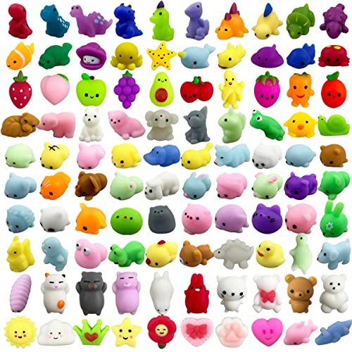 Anditoy 100 PCS Mochi Squishy Toys Kawaii Squishies Stress Relief Toys Pack for Kids Boys Girls Party Favors Birthday Gifts