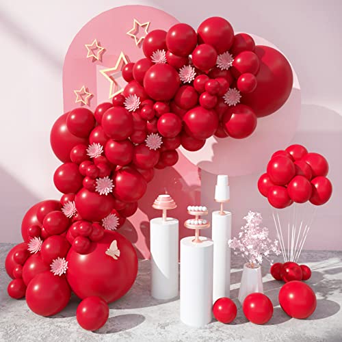 Henviro Red Latex Party Balloons - 100 Pcs 5_10_12_18 Inch Balloons Helium Quality Latex Balloons As Birthday Party Balloons_Graduation Balloons_Valentines Day Balloons_Baby Shower_Wedding